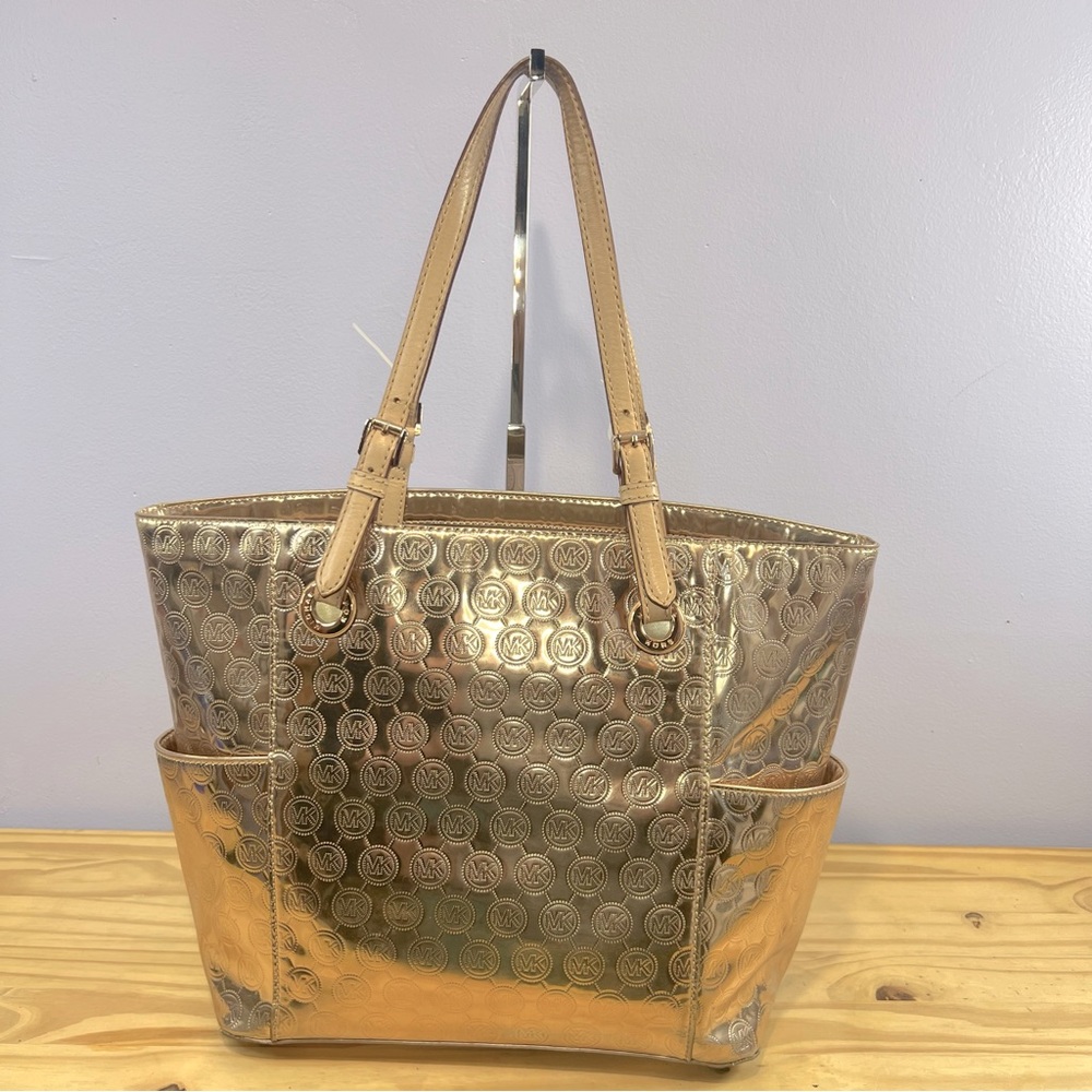 Michael Kors Rose Gold Embossed Leather Tote